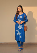 Blue Floral Elegance Kurti Set