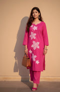 Pink Floral Elegance Kurti Set
