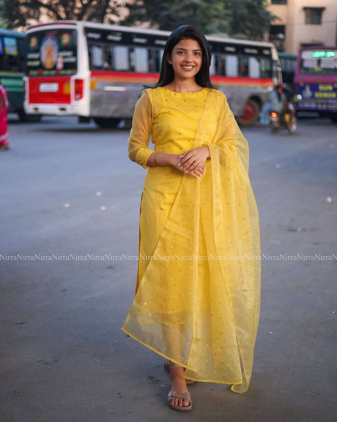 Marigold Bloom Sheer Organza Straight Kurta