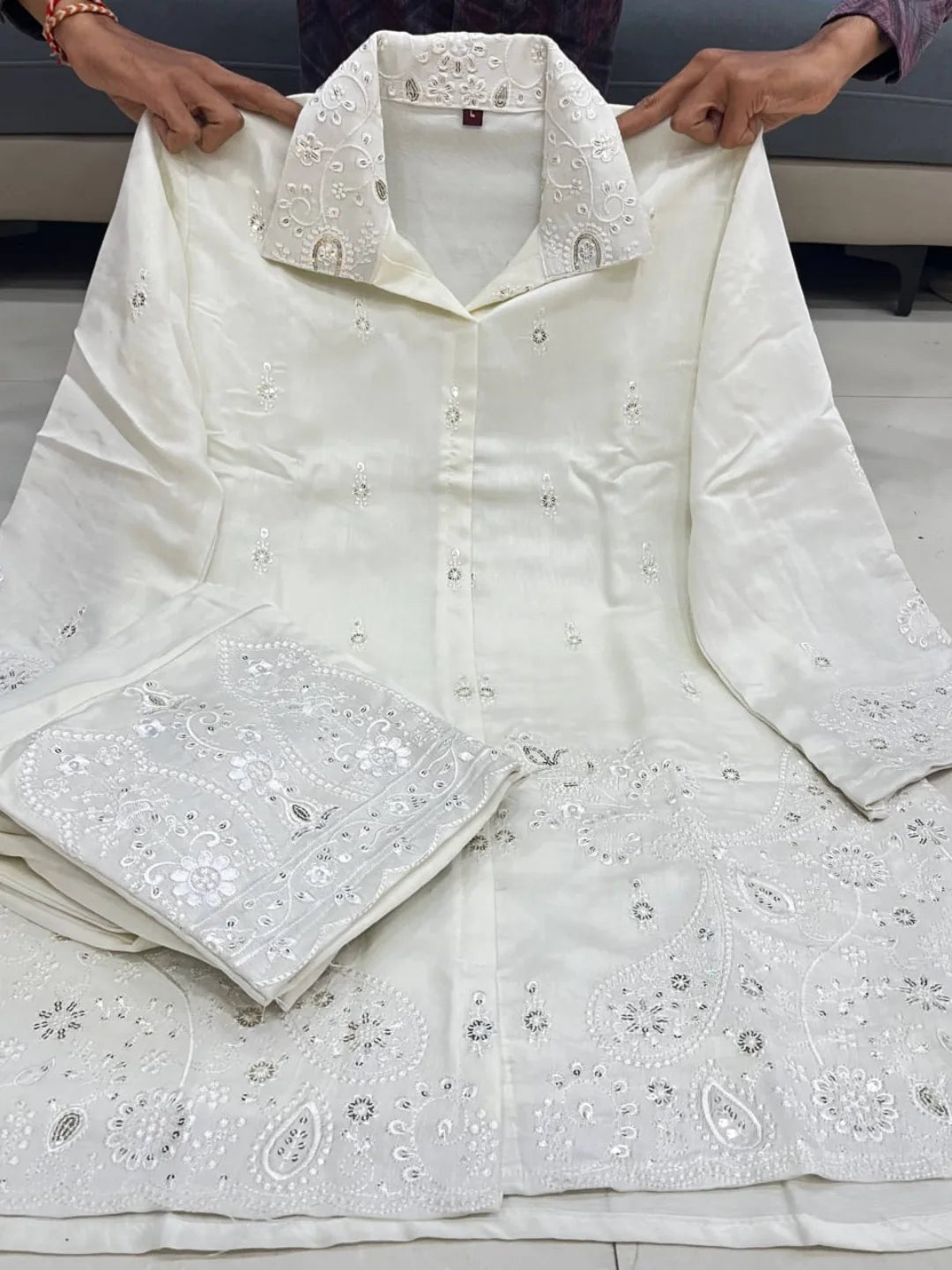 Premium Chanderi Silk Embroidered Co-Ord set