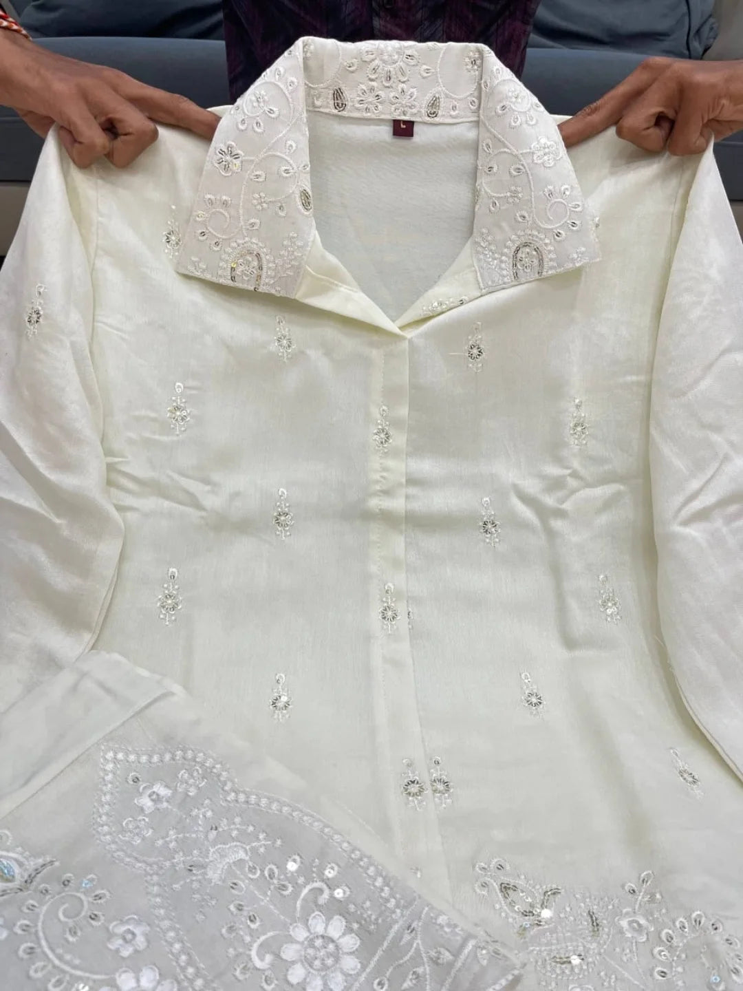 Premium Chanderi Silk Embroidered Co-Ord set