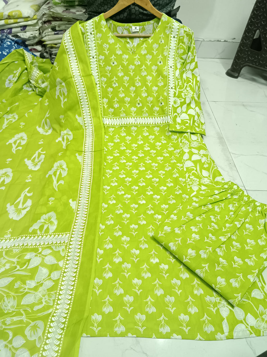 Floral Yellow Printed Cotton Kurta Set