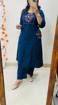 Blue Floral Yoke Kurta & Pant