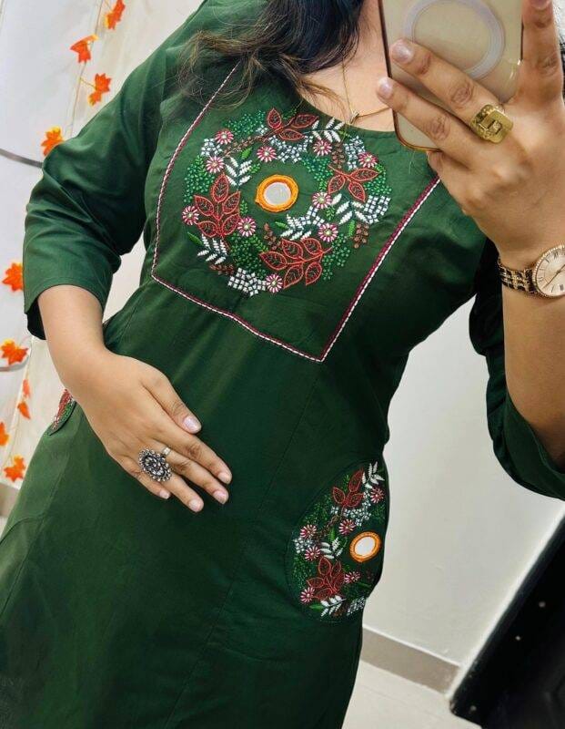 Green Floral Yoke Kurta & Pant