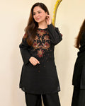 Deep Black Embroidered Cotton Co-ord Set