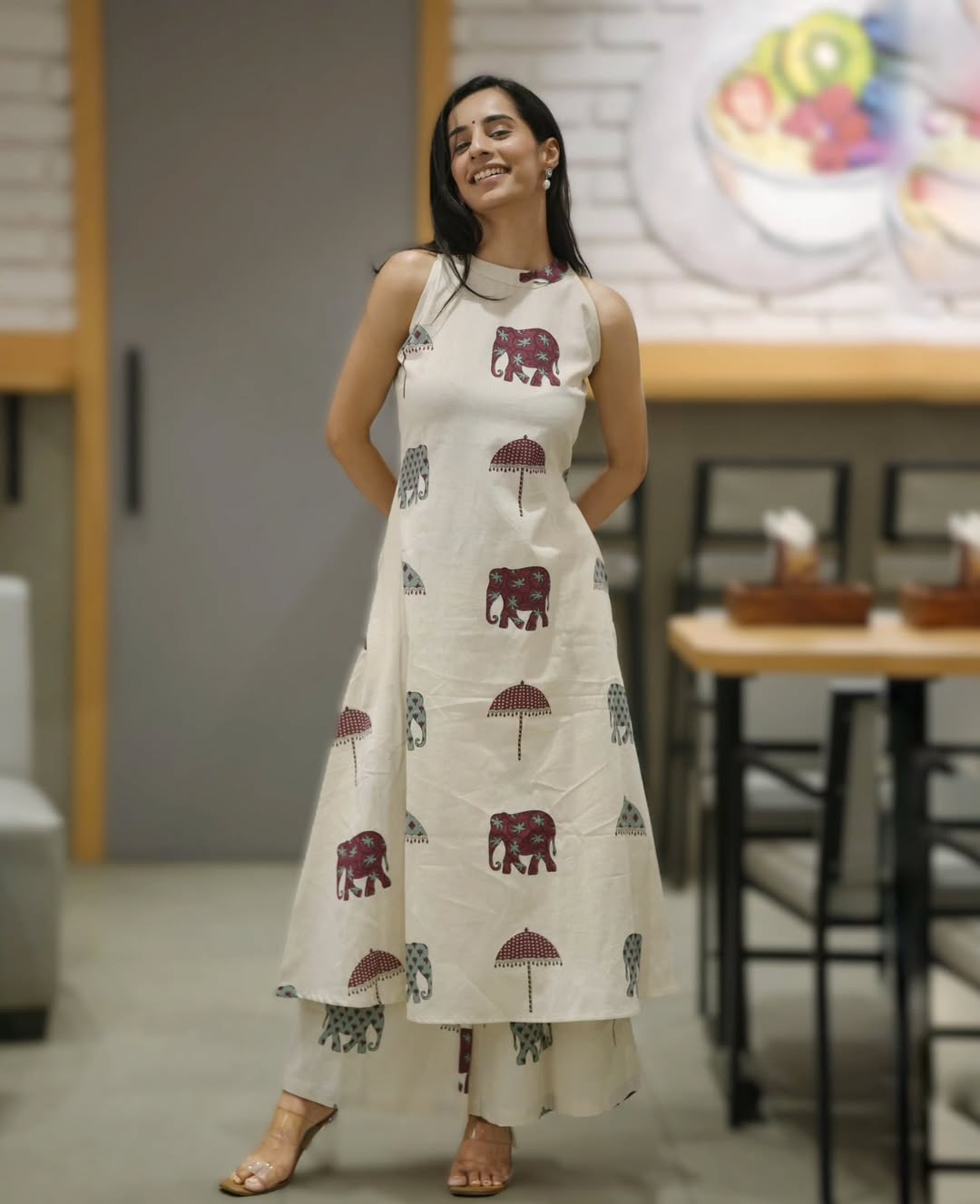 Royal Heritage Elephant Print Sleeveless Co-ord Set