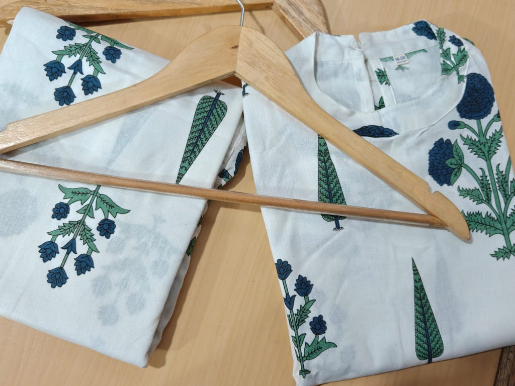 Teal Blossom Halter-Neck Kurta Set with Wide-Leg Palazzos