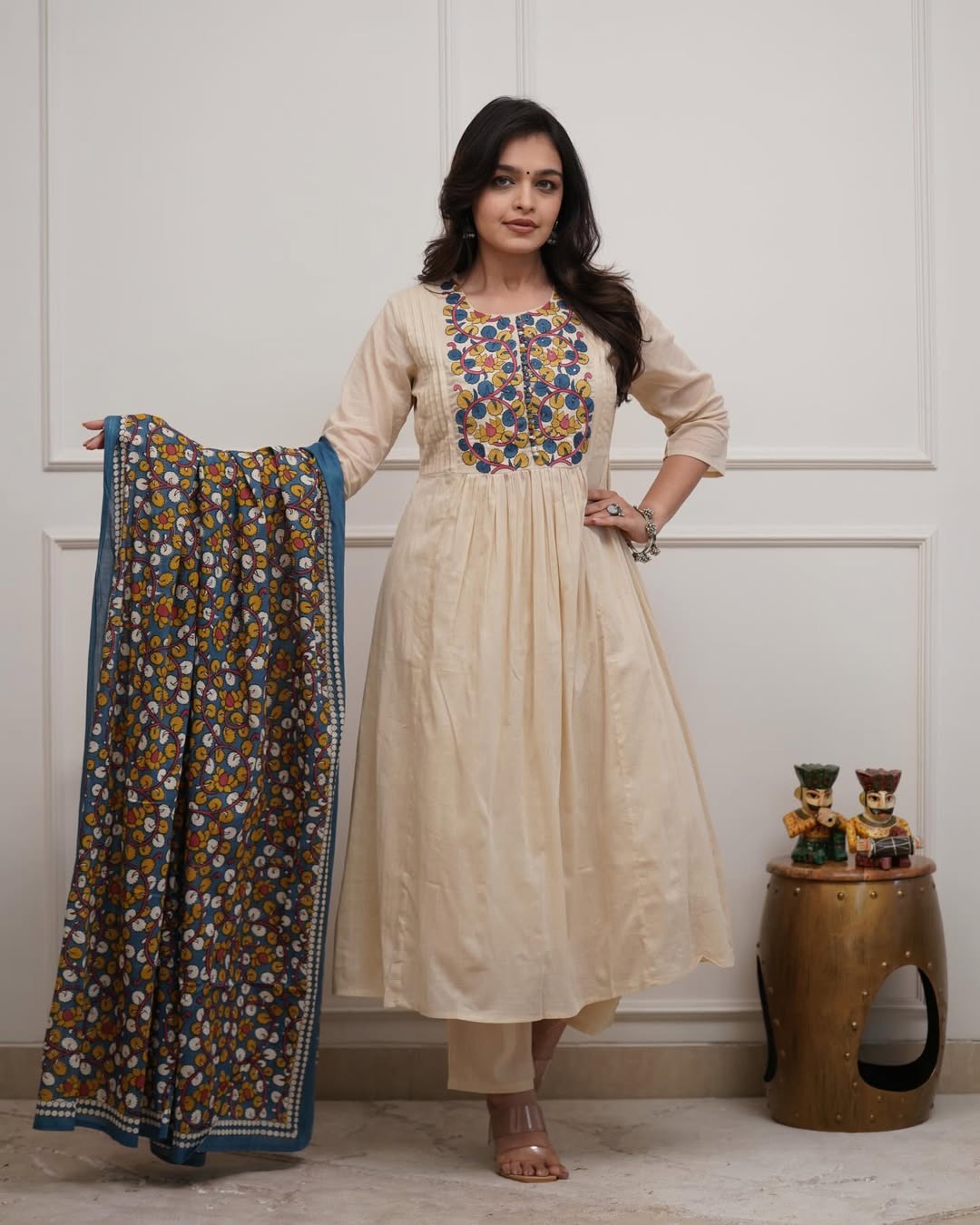 Desert Sand Floral Embroidered Kurta Set