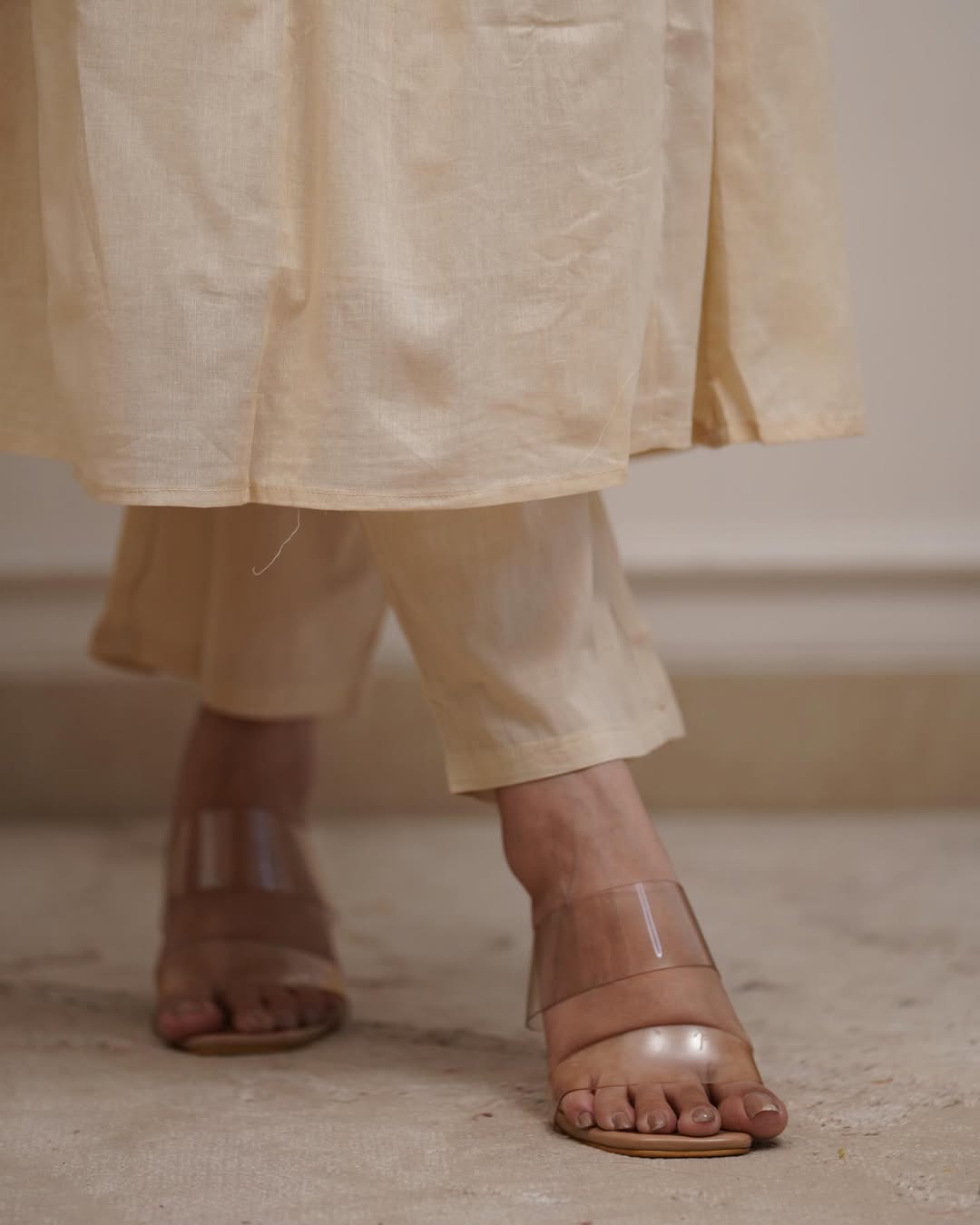 Desert Sand Floral Embroidered Kurta Set