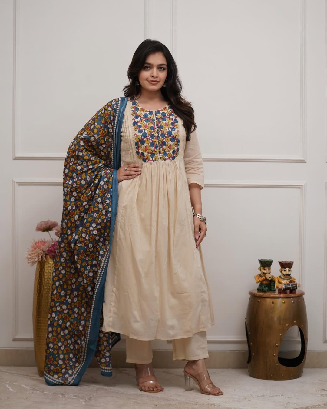 Desert Sand Floral Embroidered Kurta Set