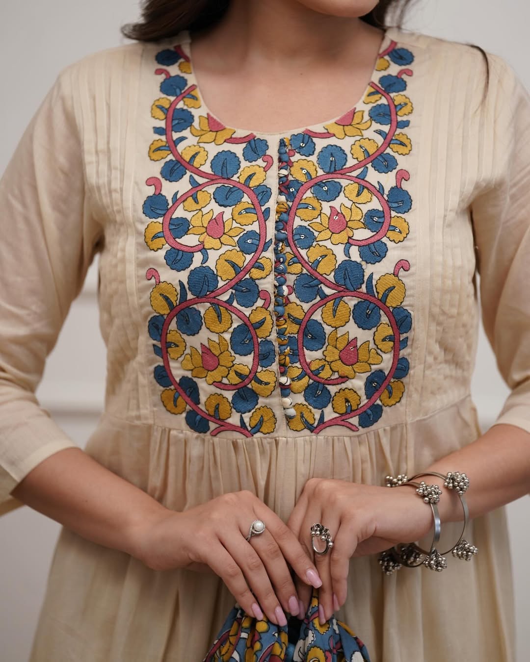 Desert Sand Floral Embroidered Kurta Set