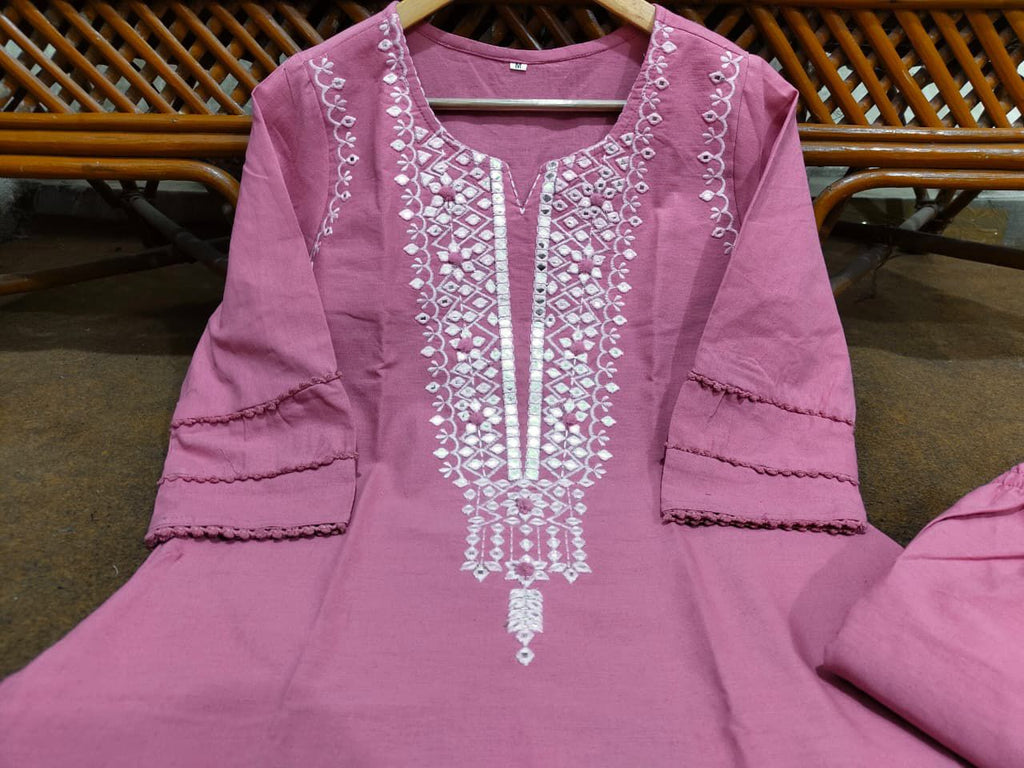 Pink Mirror Work Co-ord Set