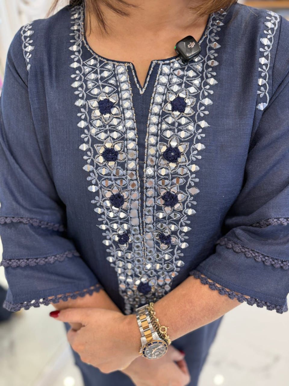 Blue Mirror Work Co-ord Set