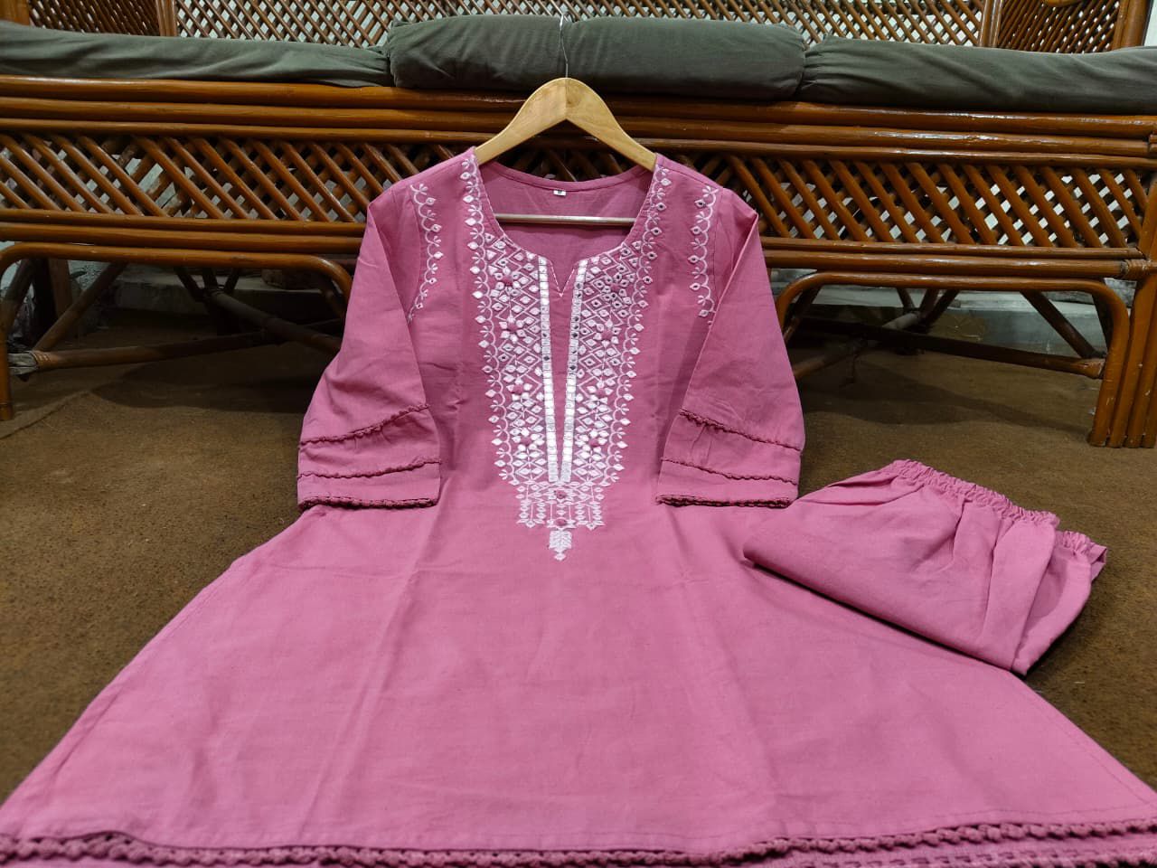 Pink Mirror Work Co-ord Set