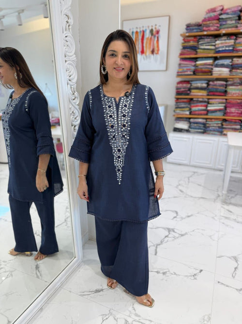 Blue Mirror Work Co-ord Set