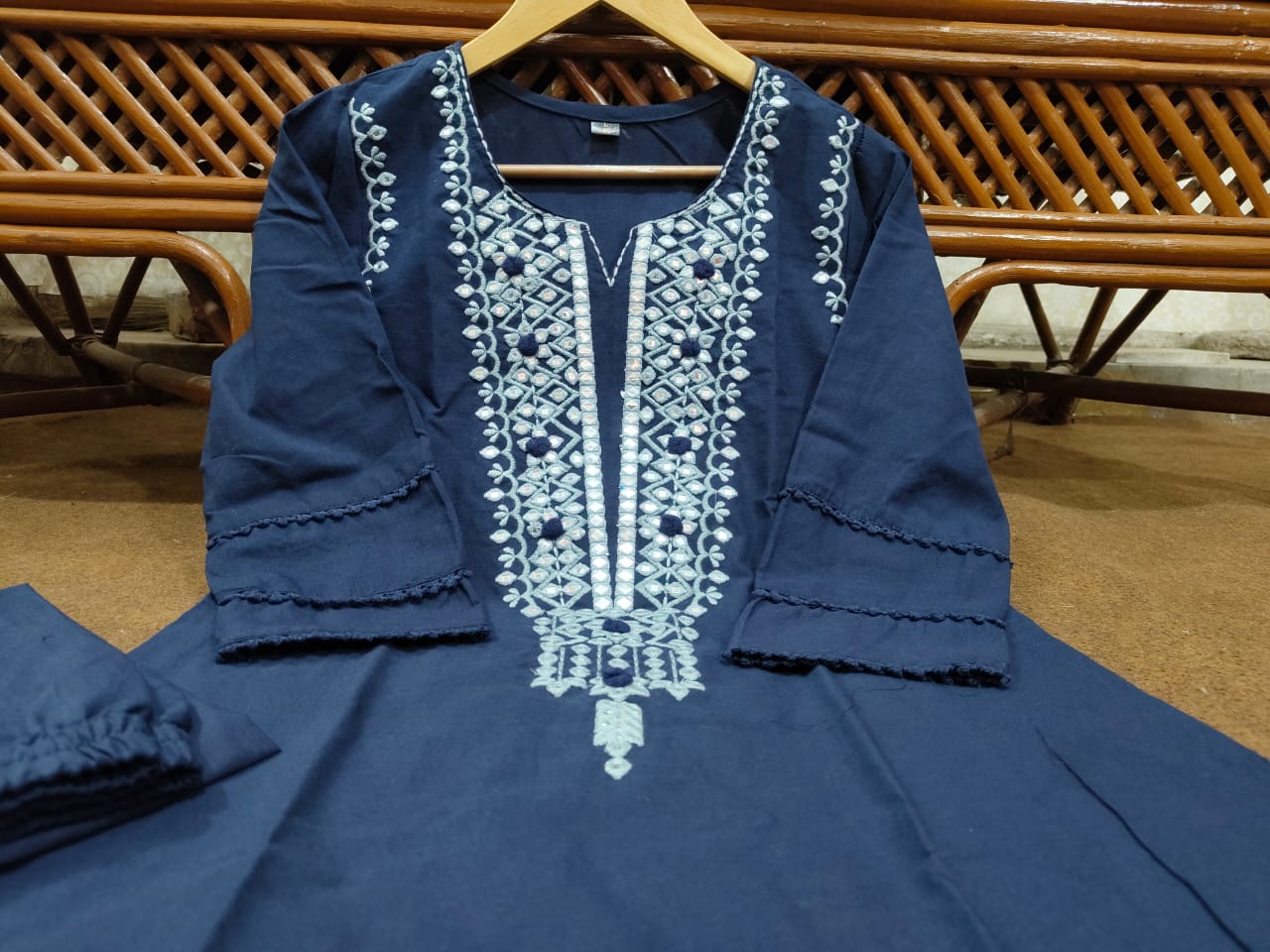 Blue Mirror Work Co-ord Set