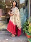 Chocolate Brown Cotton Straight Kurta Set with Warli Art Print Dupatta