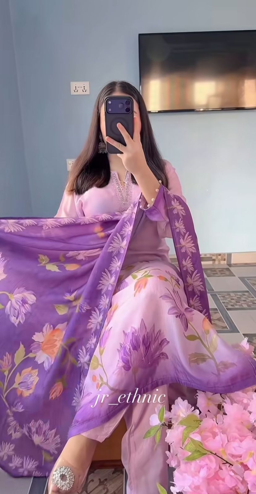 Purple Embroidery 3 piece set