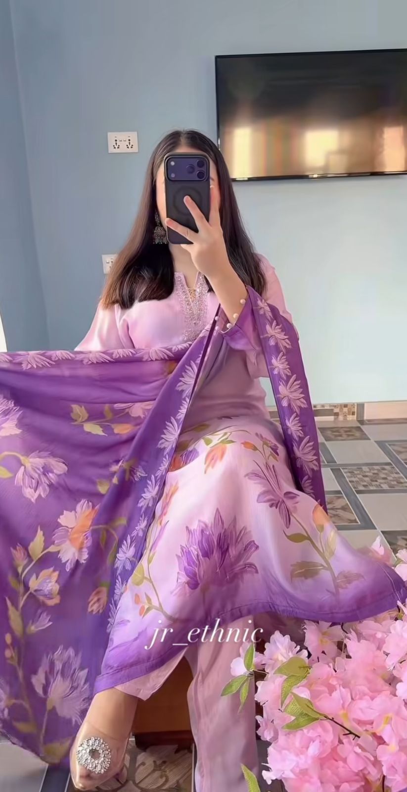 Purple Embroidery 3 piece set