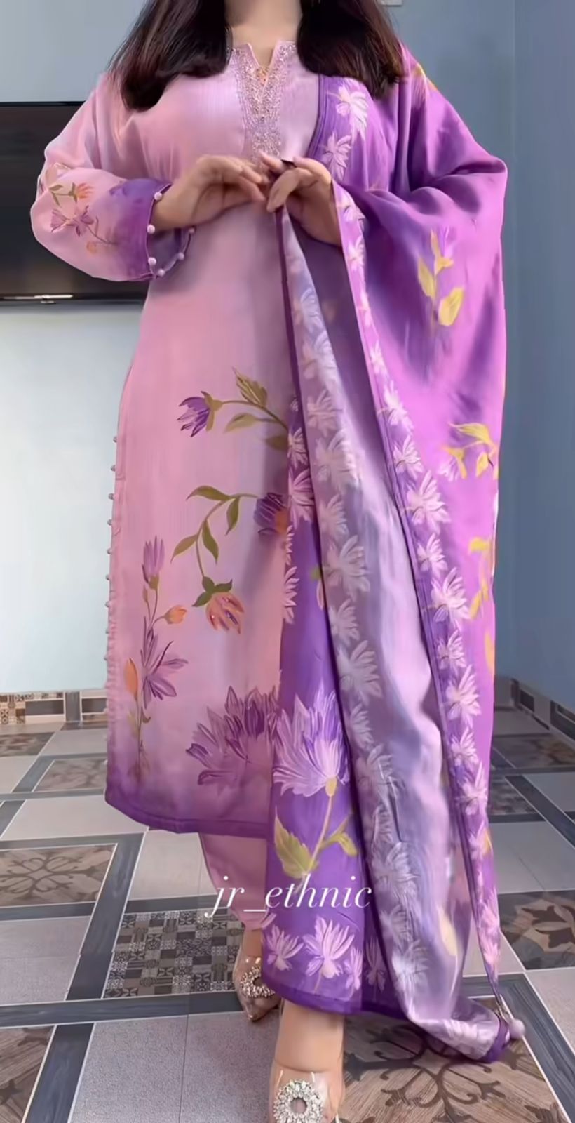 Purple Embroidery 3 piece set