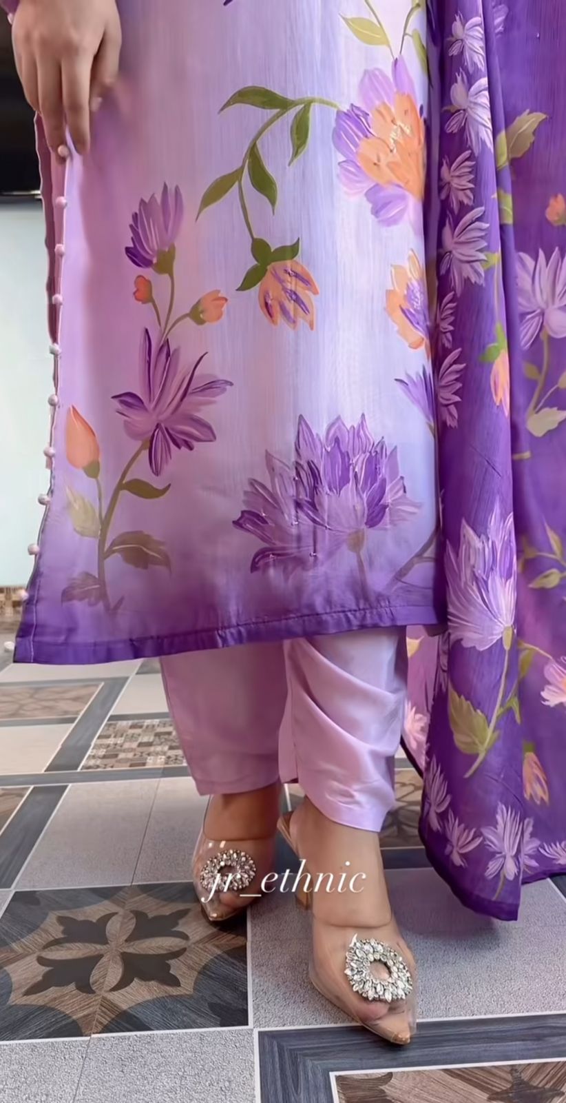 Purple Embroidery 3 piece set