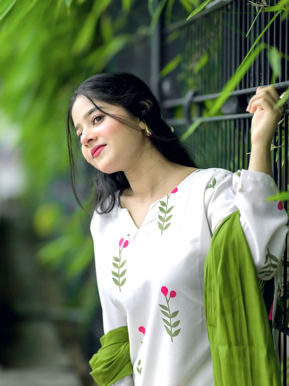 Ivory Tulip Olive Embroidered Cotton Co-ord Set
