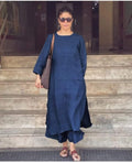 Dark Blue Handloom South Cotton Kurta & Pant Set