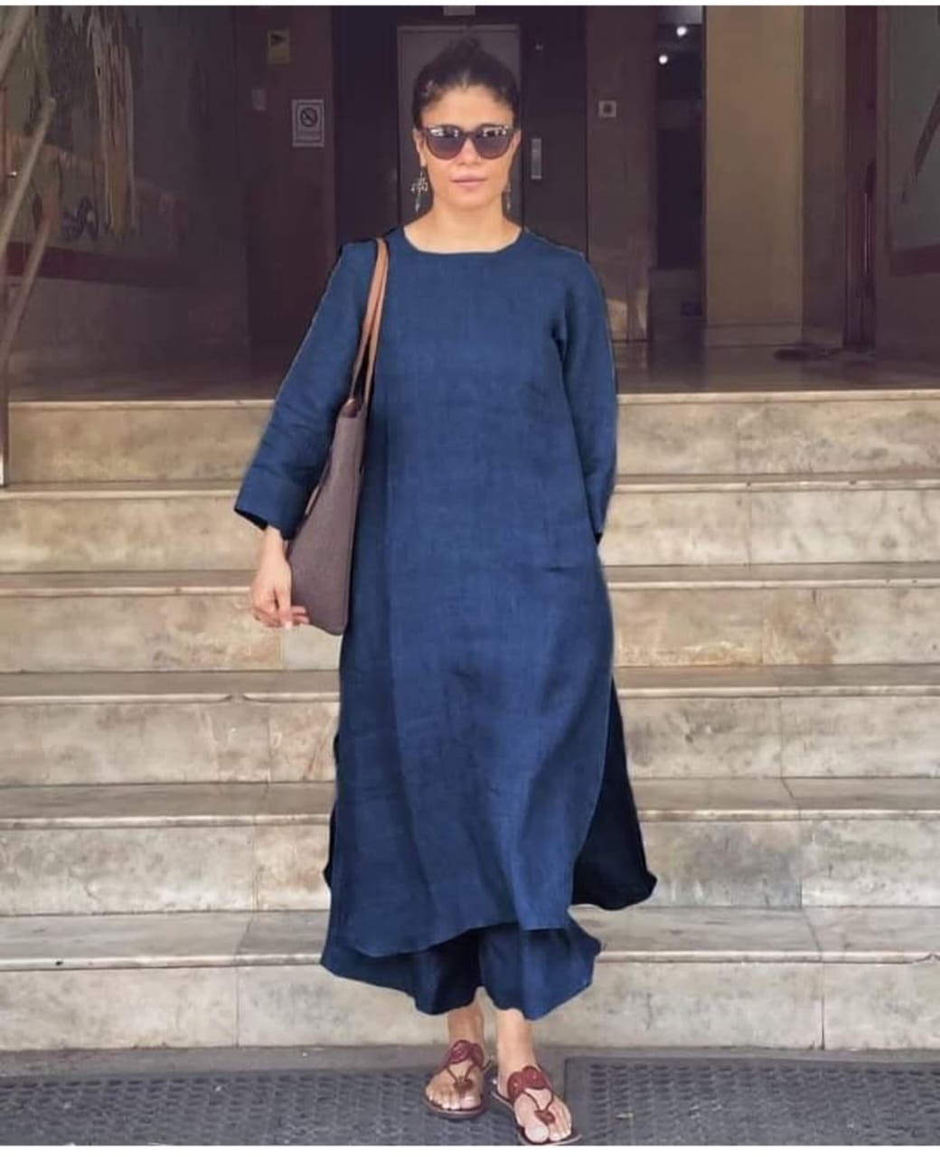 Dark Blue Handloom South Cotton Kurta & Pant Set