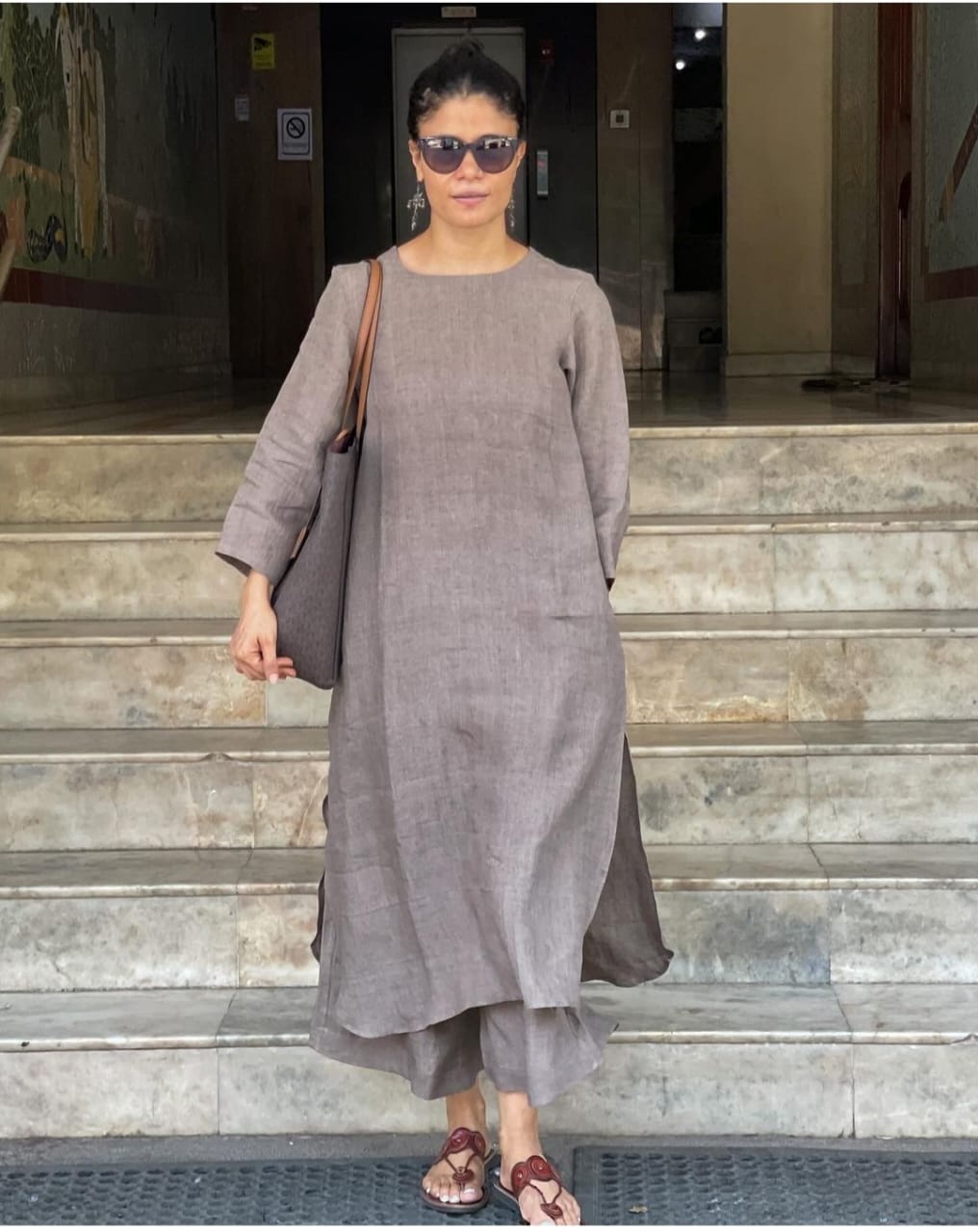 Grey Handloom South Cotton Kurta & Pant Set