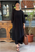 Black Handloom South Cotton Kurta & Pant Set