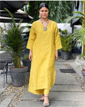 Yellow Handloom South Cotton Kurta & Pant Set