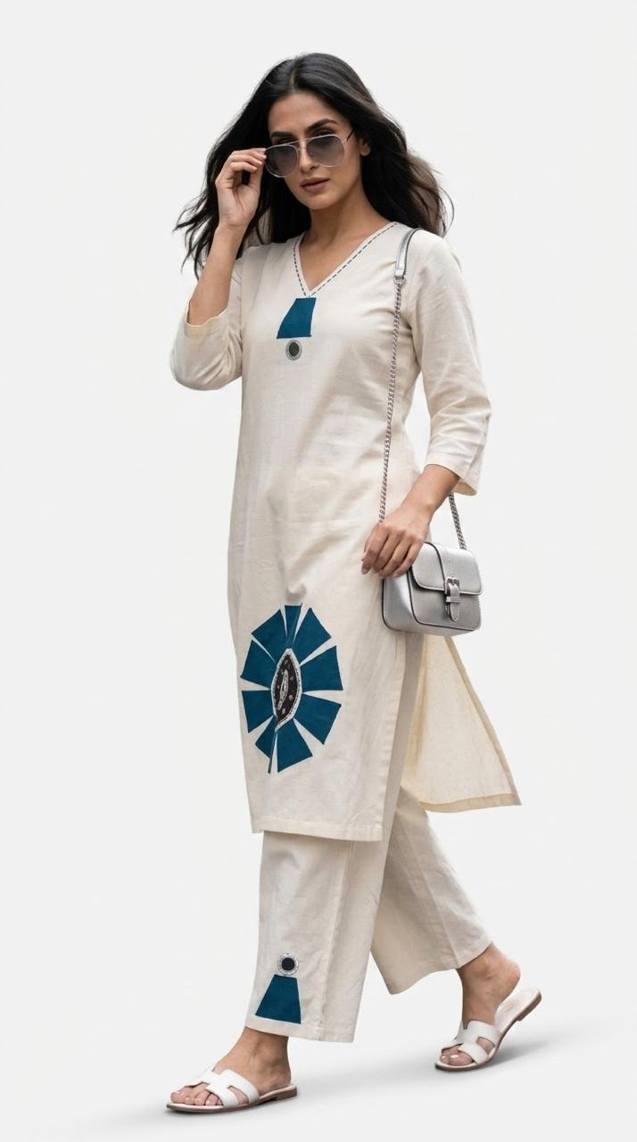 White Kurta & Pant Co-ord Set