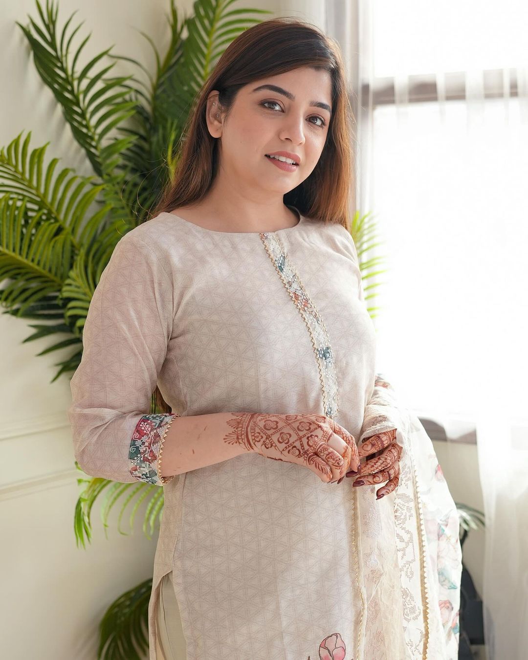 Elegant Cotton Linen Floral Suit Set