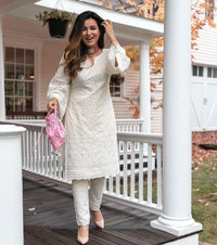 Anarkali Set Cotton Kurta With Embroidery