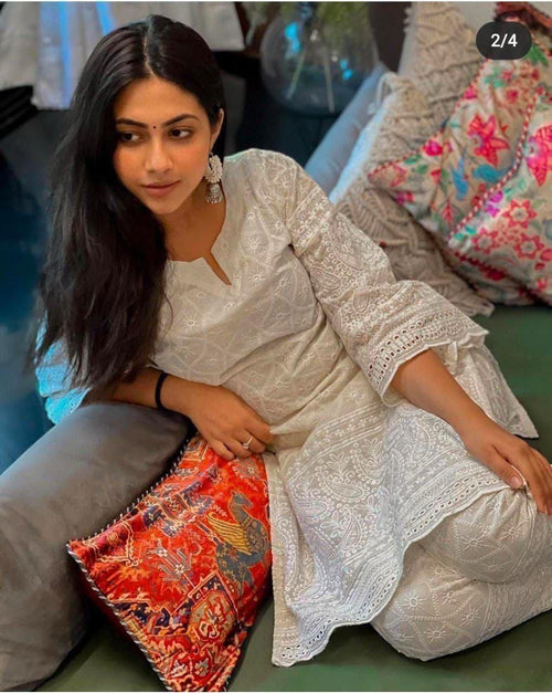 Anarkali Set Cotton Kurta With Embroidery