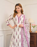 Premimum Cotton Kurta set with purple design