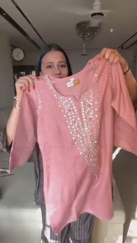 Pink Mirror Work Co-ord Set