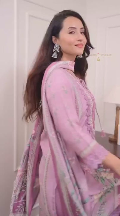 Premium Muslin Floral Suit Set | Festive Wear